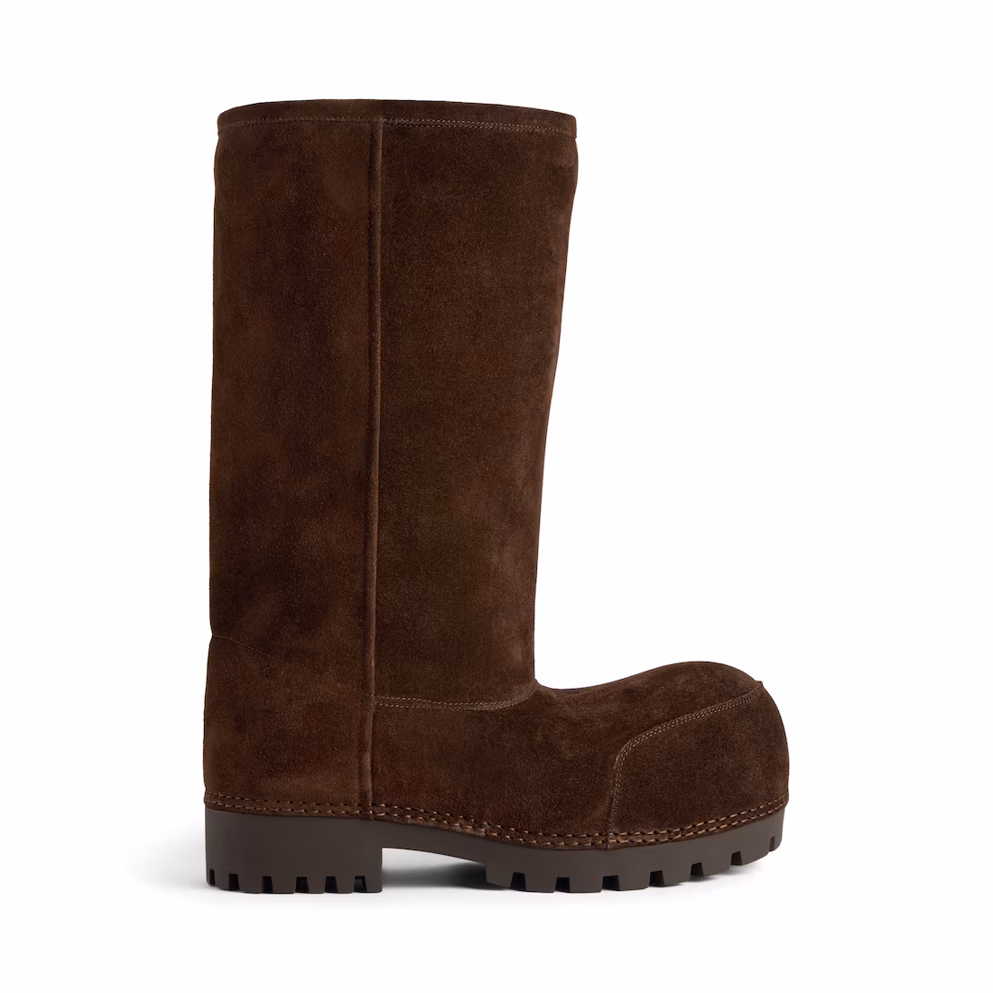 Balenciaga Alaska Fur High Boot in Light Espresso Split Calfskin and Synthetic Material