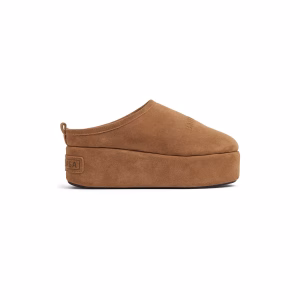 Balenciaga Alaska Soft Platform Mule in Brown Split Calfskin and White Synthetic Material