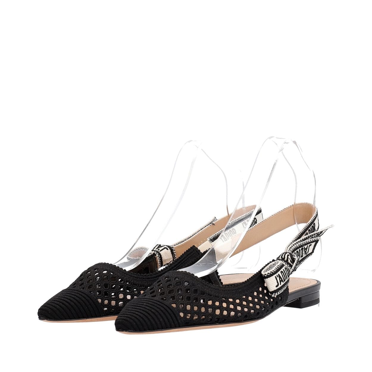 Christian Dior Mesh J’Adior Slingback Flats – Black