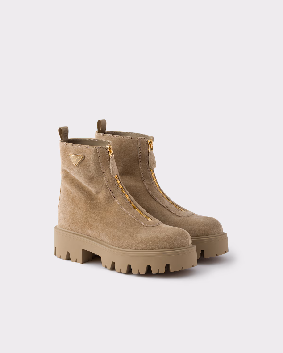 Prada Suede Booties With Zip