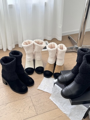 Chanel Colorblock Sock Ankle Boots