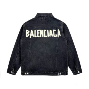 Balenciaga 23ss back graffiti yellow tape couple high-quality denim jacket