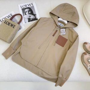 Loewe Set | Hooded trench coat + elastic waist cropped pants