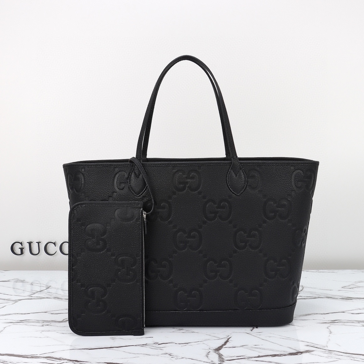 Gucci Large Embossed “Big G” Leather Tote Bag