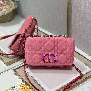 Dior Caro Handbag – Bright Pink Denim