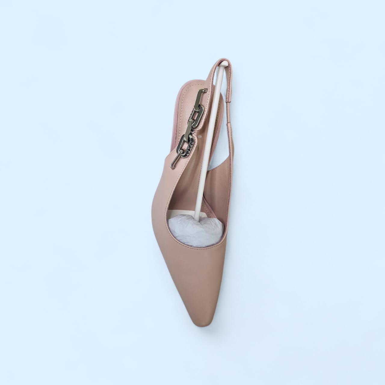 Blush Pink Chain-Detail Slingback Heels – Size 37 - Image 3