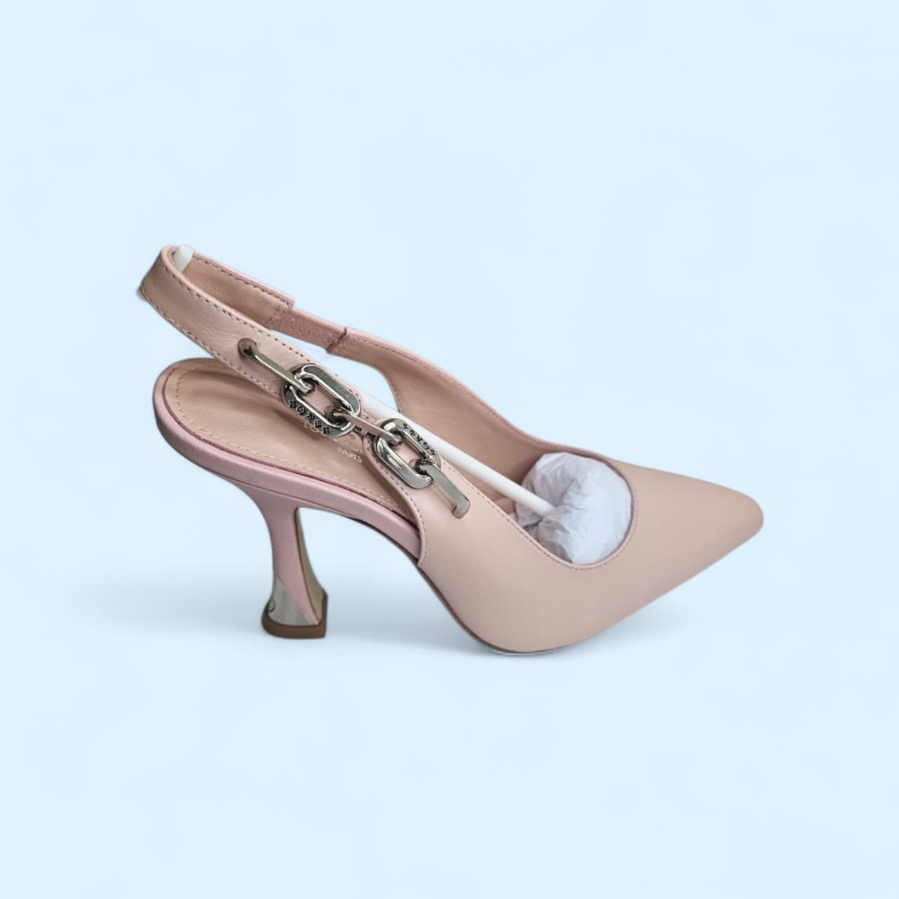 Blush Pink Chain-Detail Slingback Heels – Size 37 - Image 2